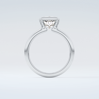 2.0 CT Cushion Cut Half Bezel Moissanite Engagement Ring 14