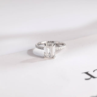 Stunning 1.0 - 2.0 CT Emerald Moissanite Engagement Ring with Hidden Halo Design 1