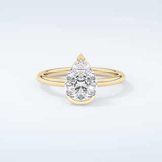 2.0 CT Pear Cut Half Bezel Moissanite Engagement Ring 1