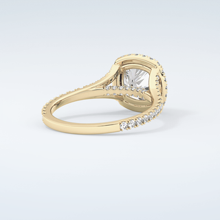 2.0 CT Cushion Cut Halo & Pave Split Shank Moissanite Engagement Ring 3