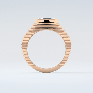 1.5 CT Emerald Cut Solitaire Bezel Moissanite Engagement Ring 8