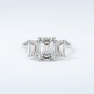 2.0 CT Emerald Cut Three Stone Moissanite Engagement Ring 13