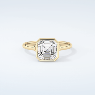 1.25 CT Asscher Cut Solitaire Bezel Moissanite Engagement Ring 1