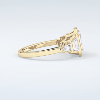 2.0 CT Emerald Cut Cluster Style Moissanite Engagement Ring 4