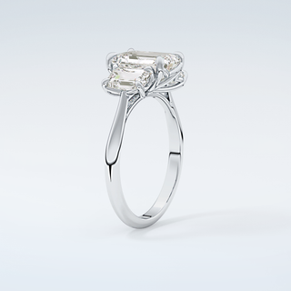 2.0 CT Emerald Cut Three Stone Moissanite Engagement Ring 18