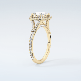 2.0 CT Cushion Cut Halo & Pave Split Shank Moissanite Engagement Ring 6