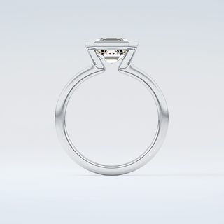 2.0 CT Asscher Cut Half Bezel Moissanite Engagement Ring 14