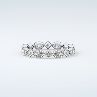 0.72 TCW Oval & Princess Shaped Moissanite Wedding Band 15