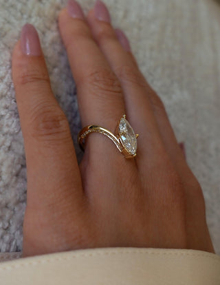 2.5 CT Marquise Swirl Hidden Pave Lab Grown Engagement Ring