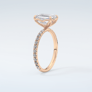 1.75 CT Emerald Cut Pave Moissanite Engagement Ring 12