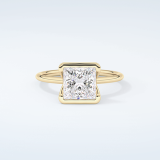 2.0 CT Princess Cut Half Bezel Moissanite Engagement Ring 1