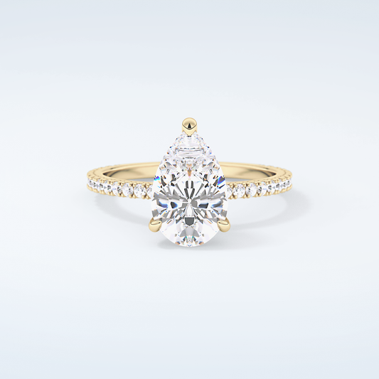 2.0 CT Pear Cut Pave Moissanite Engagement Ring