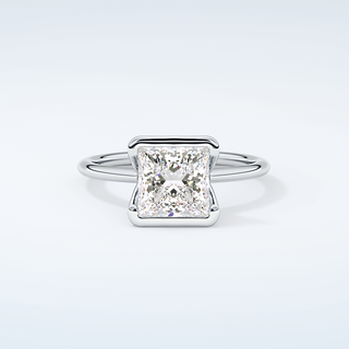2.0 CT Princess Cut Half Bezel Moissanite Engagement Ring 13