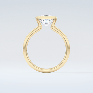 2.0 CT Princess Cut Half Bezel Moissanite Engagement Ring 2