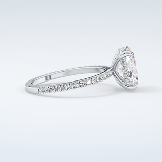 2.0 CT Oval Cut Pave Hidden Halo Moissanite Engagement Ring 16