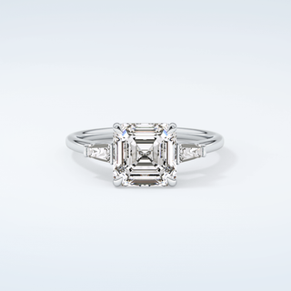 2.0 CT Asscher Cut Three Stone Moissanite Engagement Ring 13