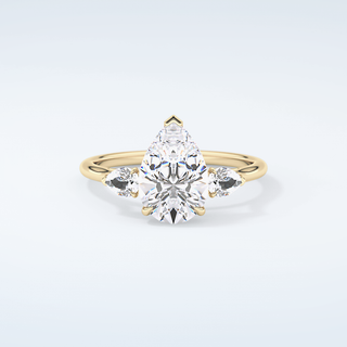 2.0 CT Pear Cut Three Stone Moissanite Engagement Ring 1