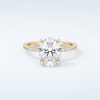 2.0 CT Oval Cut Pave Hidden Halo Moissanite Engagement Ring 1