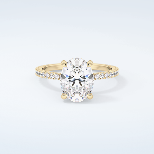 2.0 CT Oval Cut Pave Hidden Halo Moissanite Engagement Ring