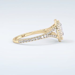 2.0 CT Oval Cut Halo & Pave Split Shank Moissanite Engagement Ring 4