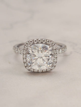 Stunning 1.0 - 2.0 CT Cushion Moissanite Engagement Ring with Pave & Halo Design 1