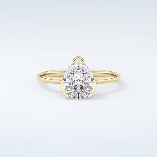 2.0 CT Pear Cut Solitaire Style Moissanite Engagement Ring