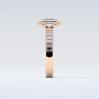 2.0 CT Emerald Cut Half Bezel Moissanite Engagement Ring 11