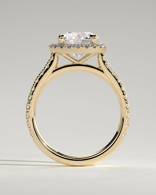 Round Halo, Pave & Split Shank Engagement Ring – 1.93 CT Lab Grown Diamond
