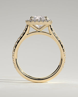 Round Halo, Pave & Split Shank Engagement Ring – 1.93 CT Lab Grown Diamond