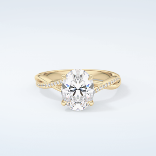 2.0 CT Oval Cut Hidden Halo Twisted Shank Moissanite Engagement Ring 1