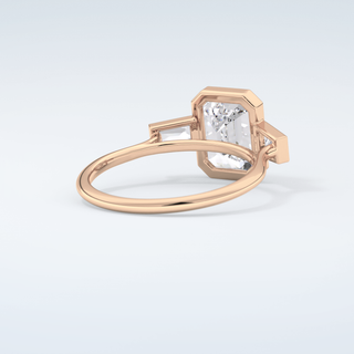 2.0 CT Emerald Cut Three Stone Bezel Moissanite Engagement Ring 9