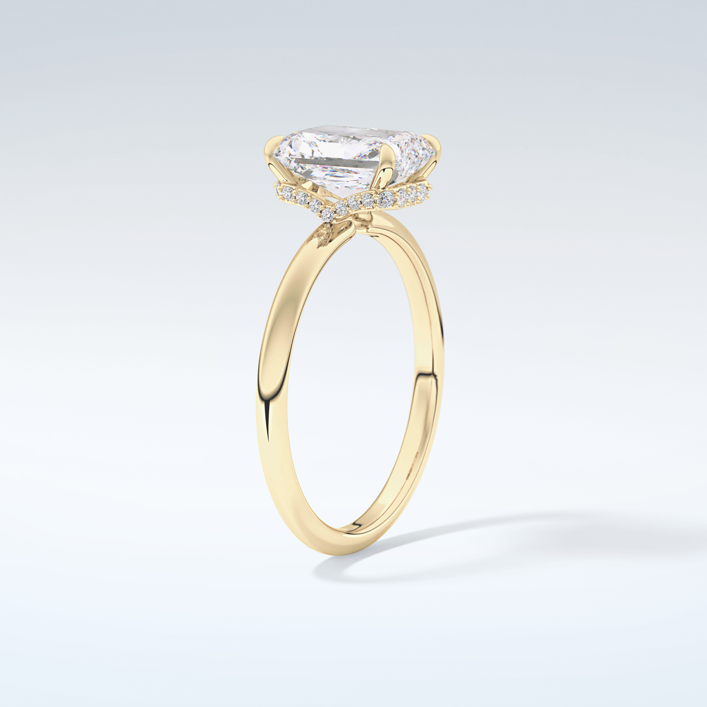 2.0 CT Radiant Cut Hidden Halo Moissanite Engagement Ring