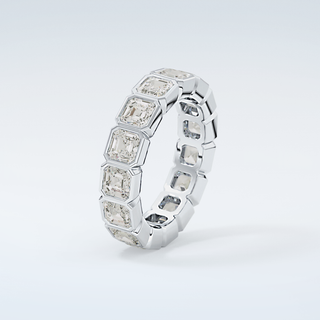 2.25 TCW Asscher Shaped Moissanite Wedding Band 18