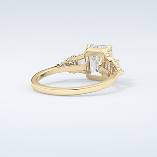 2.0 CT  Emerald Cut Cluster Style Moissanite Engagement Ring 3