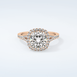 2.0 CT Cushion Cut Halo & Pave Split Shank Moissanite Engagement Ring 7