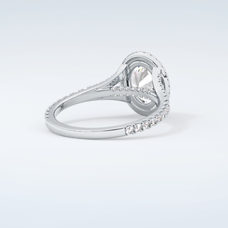 2.0 CT Oval Cut Halo & Pave Split Shank Moissanite Engagement Ring 15