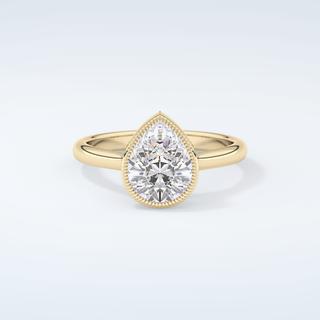 1.5 CT Pear Cut Bezel Style Moissanite Engagement Ring 1