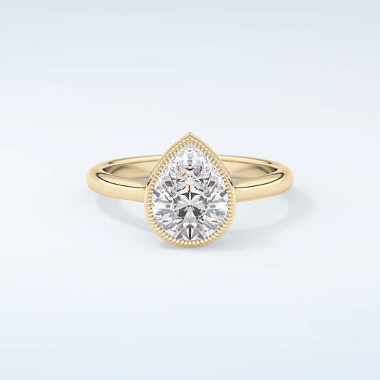 1.5 CT Pear Cut Bezel Style Moissanite Engagement Ring