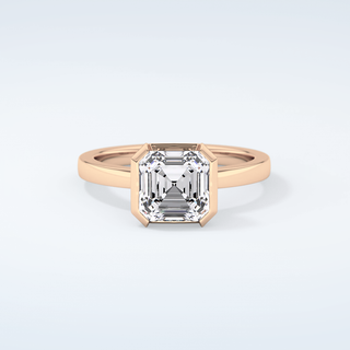 2.0 CT Asscher Cut Half Bezel Moissanite Engagement Ring 7