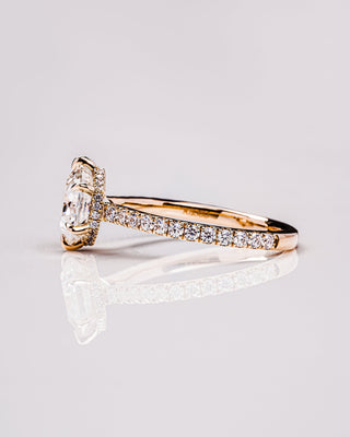 1.3 CT Hexagon Cut Hidden Halo Pave Moissanite Engagement Ring