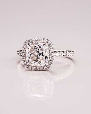 1.80 CT Cushion Cut Moissanite Engagement Ring With Halo & Pave Setting
