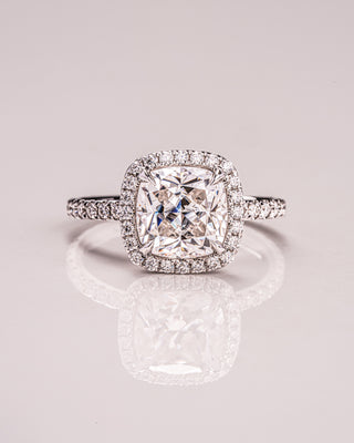 1.80 CT Cushion Cut Moissanite Engagement Ring With Halo & Pave Setting