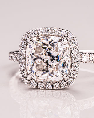 1.80 CT Cushion Cut Moissanite Engagement Ring With Halo & Pave Setting