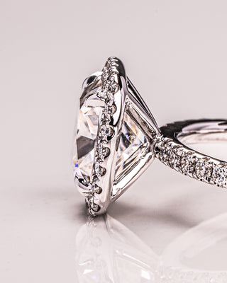 1.80 CT Cushion Cut Moissanite Engagement Ring With Halo & Pave Setting