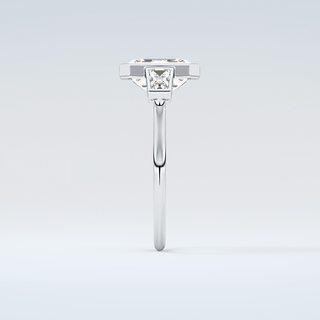 2.0 CT Emerald Cut Three Stone Bezel Moissanite Engagement Ring 17