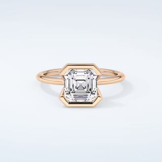 2.0 CT Asscher Cut Half Bezel Moissanite Engagement Ring 7