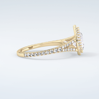 2.0 CT Pear Cut Halo & Pave Split Shank Moissanite Engagement Ring 4