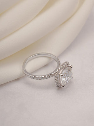 Stunning 1.0 - 2.0 CT Cushion Moissanite Engagement Ring with Pave & Halo Design 9