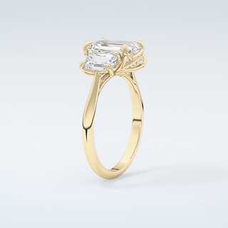 2.0 CT Emerald Cut Three Stone Moissanite Engagement Ring 6