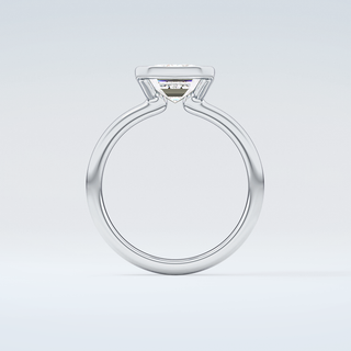 2.0 CT Emerald Cut Half Bezel Moissanite Engagement Ring 14